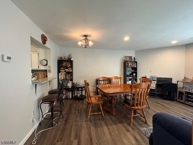 337 Smithwold Rd, Franklin Twp, NJ 08873 - dining space featuring dark wood-style flooring, a chandelier, and recessed lighting