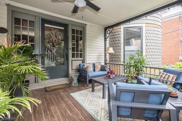 151 N Union St Unit 6, Lambertville City, NJ 08530 - wooden deck featuring a ceiling fan and an outdoor living space