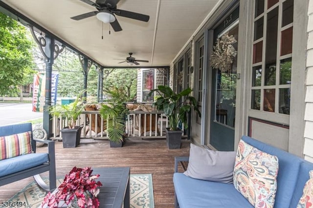 151 N Union St Unit 6, Lambertville City, NJ 08530 - wooden deck featuring a ceiling fan
