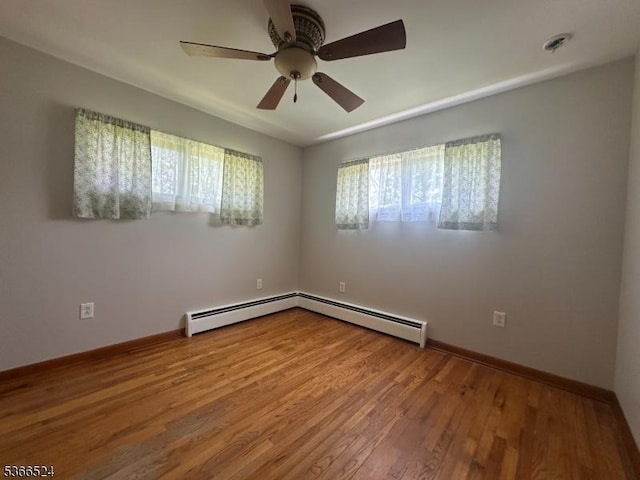 39 Green St, Oxford Twp, NJ 07863 - spare room featuring wood finished floors, ceiling fan, and a baseboard radiator