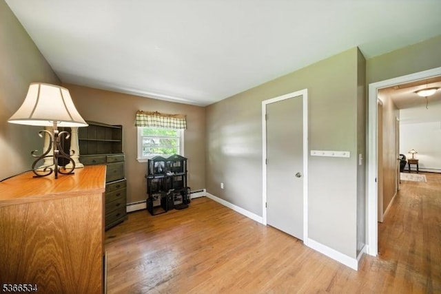54 Pine Ln, West Milford Twp, NJ 07480 - office with light wood finished floors, a baseboard heating unit, baseboard heating, and attic access