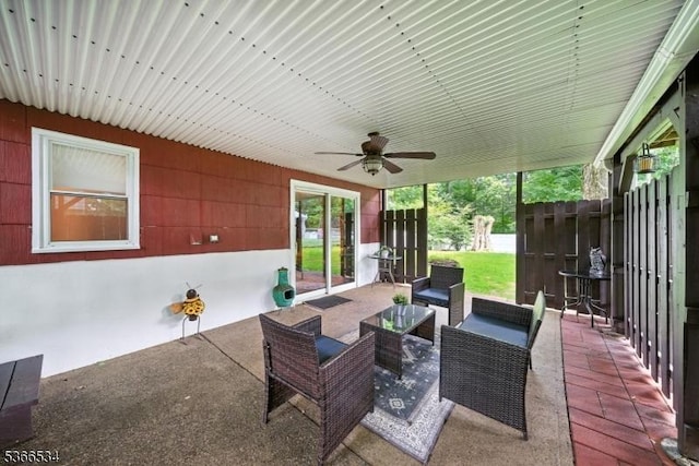 54 Pine Ln, West Milford Twp, NJ 07480 - view of patio / terrace featuring a ceiling fan and an outdoor hangout area