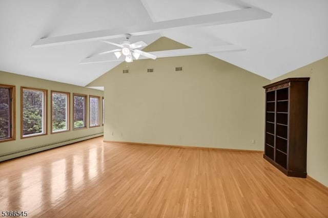 86 Underrock Rd, Sparta Twp, NJ 07871 - unfurnished living room featuring a ceiling fan, light wood finished floors, and a baseboard radiator