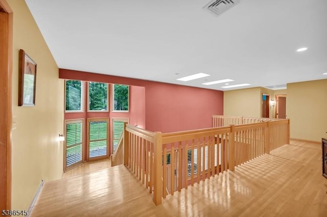 86 Underrock Rd, Sparta Twp, NJ 07871 - hallway with wood finished floors, recessed lighting, and an upstairs landing