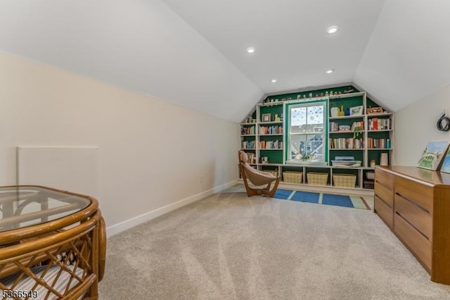 7 Harrier Ln, Washington Twp, NJ 07882 - living area with vaulted ceiling, carpet floors, and recessed lighting