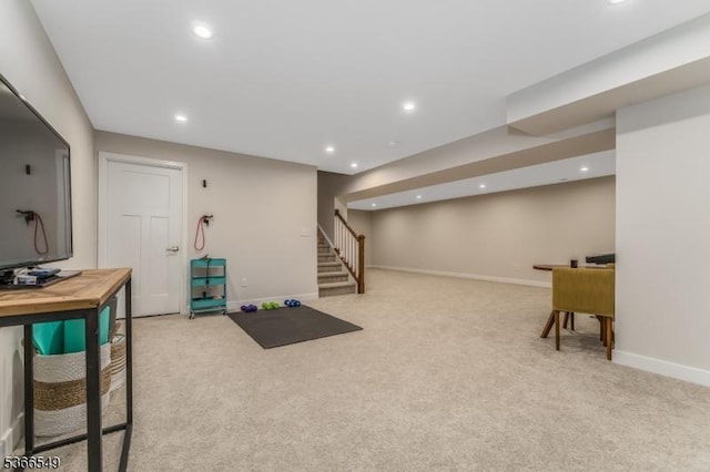 7 Harrier Ln, Washington Twp, NJ 07882 - exercise area featuring light carpet and recessed lighting