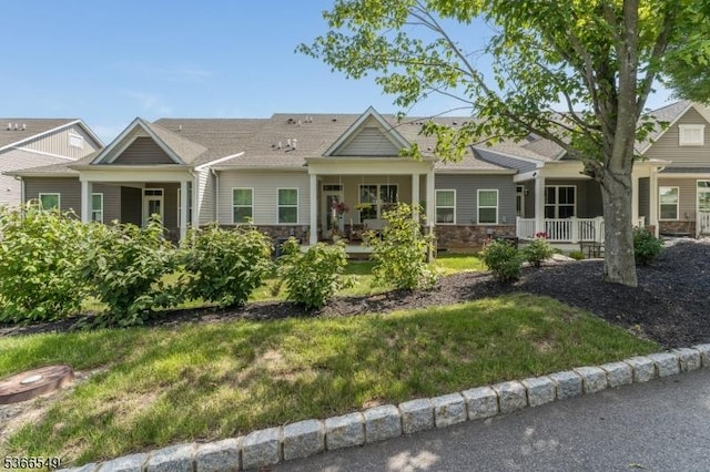 7 Harrier Ln, Washington Twp, NJ 07882 - view of front facade featuring stone siding and a front lawn