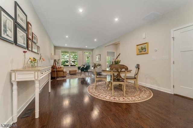 7 Harrier Ln, Washington Twp, NJ 07882 - dining room featuring dark wood-style flooring and recessed lighting
