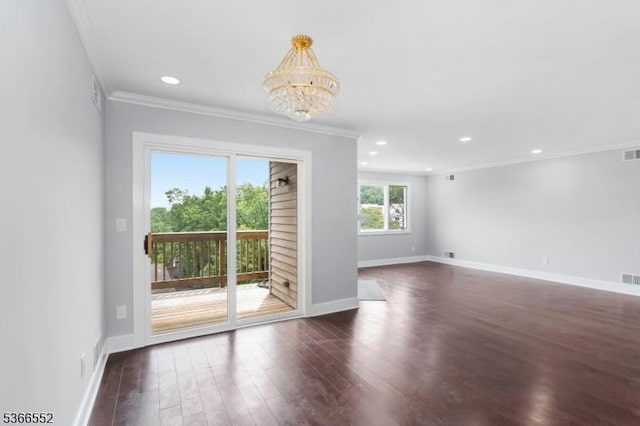 604 Skyline Dr Unit 604, Haledon Boro, NJ 07508 - spare room with ornamental molding, dark wood-style floors, recessed lighting, and a chandelier