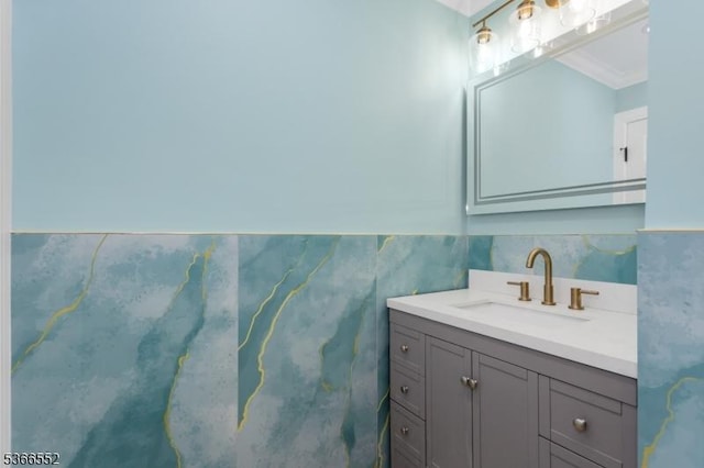 604 Skyline Dr Unit 604, Haledon Boro, NJ 07508 - bathroom featuring vanity and wainscoting