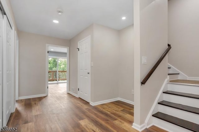604 Skyline Dr Unit 604, Haledon Boro, NJ 07508 - foyer entrance with wood finished floors, recessed lighting, and stairs