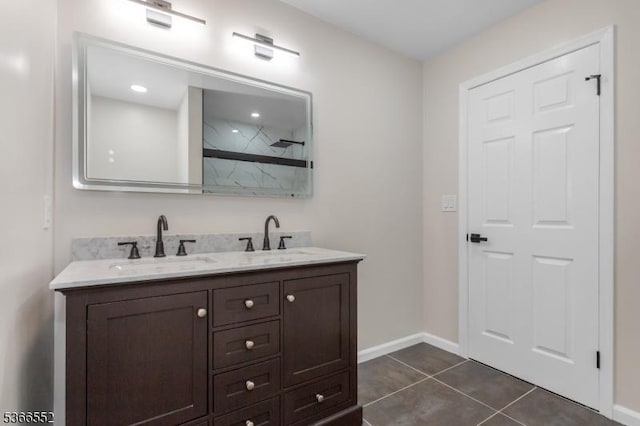 604 Skyline Dr Unit 604, Haledon Boro, NJ 07508 - bathroom with double vanity, tile patterned floors, and a shower