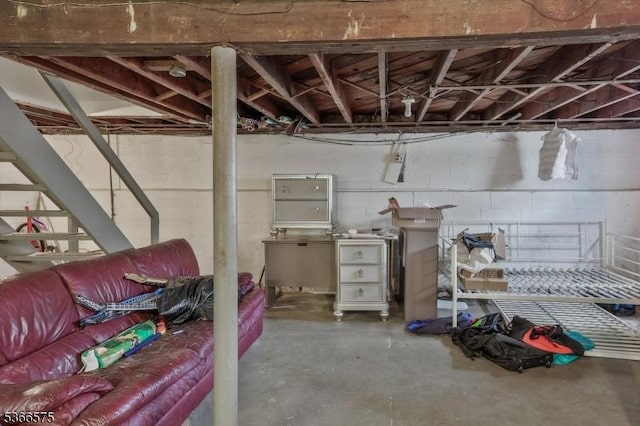 93 Meacham Ave, Nutley Twp, NJ 07110 - unfinished basement with concrete block wall