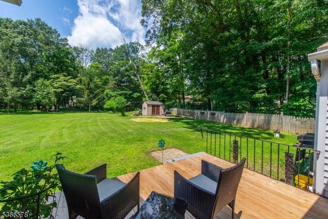 21 Benton Rd, Blairstown Twp, NJ 07832 - wooden terrace featuring a storage shed and view of scattered trees
