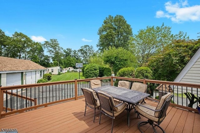 169 Knoll Rd, Parsippany-Troy Hills Twp, NJ 07005 - wooden terrace with outdoor dining area