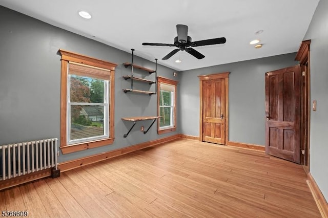 169 Knoll Rd, Parsippany-Troy Hills Twp, NJ 07005 - unfurnished bedroom featuring radiator, light wood finished floors, recessed lighting, and ceiling fan
