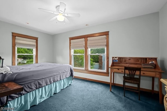 169 Knoll Rd, Parsippany-Troy Hills Twp, NJ 07005 - carpeted bedroom featuring multiple windows and ceiling fan