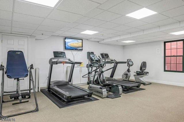 7 Prospect St Unit 510, Morristown Town, NJ 07960 - workout area with carpet flooring and a drop ceiling