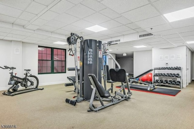 7 Prospect St Unit 510, Morristown Town, NJ 07960 - gym with carpet and a drop ceiling