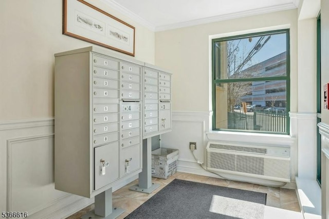 7 Prospect St Unit 510, Morristown Town, NJ 07960 - view of home's community featuring crown molding, wainscoting, mail area, and a decorative wall