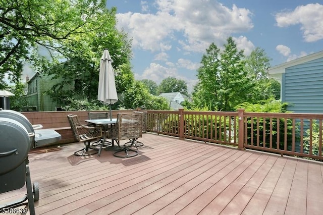 393 High St, Nutley Twp, NJ 07110 - wooden deck featuring outdoor dining space and grilling area