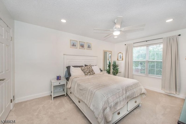 204 Robertson Way Unit 204, Lincoln Park Boro, NJ 07035 - bedroom featuring light colored carpet, a textured ceiling, recessed lighting, and a ceiling fan
