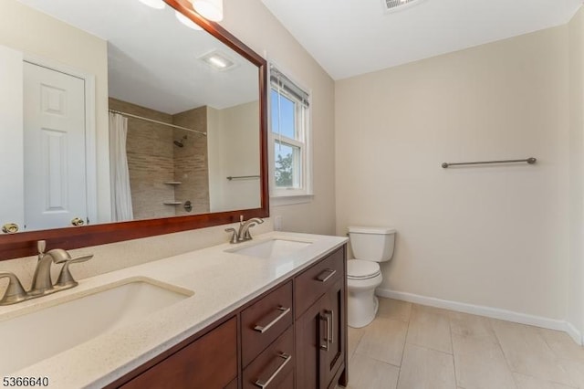 836 Dow Rd, Bridgewater Twp, NJ 08807 - full bath with double vanity, a shower with curtain, and tile patterned flooring