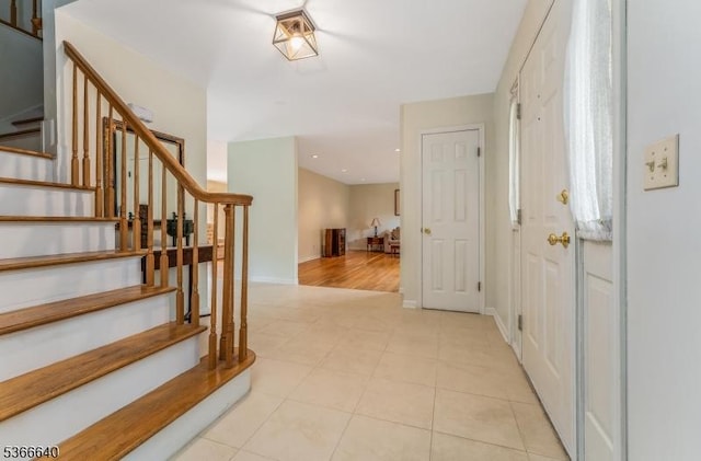 836 Dow Rd, Bridgewater Twp, NJ 08807 - foyer with stairway and recessed lighting