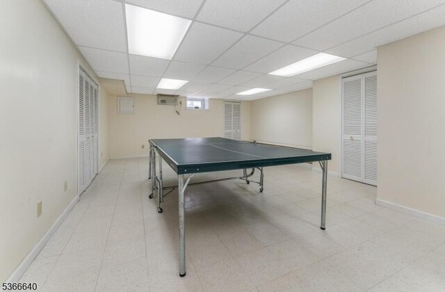 836 Dow Rd, Bridgewater Twp, NJ 08807 - recreation room featuring a paneled ceiling and baseboards