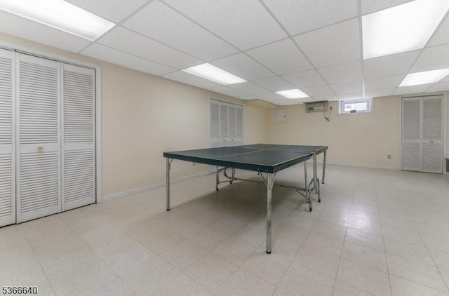 836 Dow Rd, Bridgewater Twp, NJ 08807 - rec room featuring a paneled ceiling and baseboards