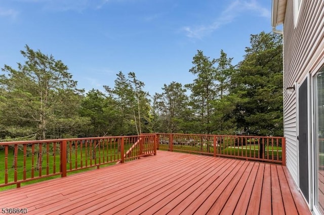 836 Dow Rd, Bridgewater Twp, NJ 08807 - wooden terrace featuring view of wooded area