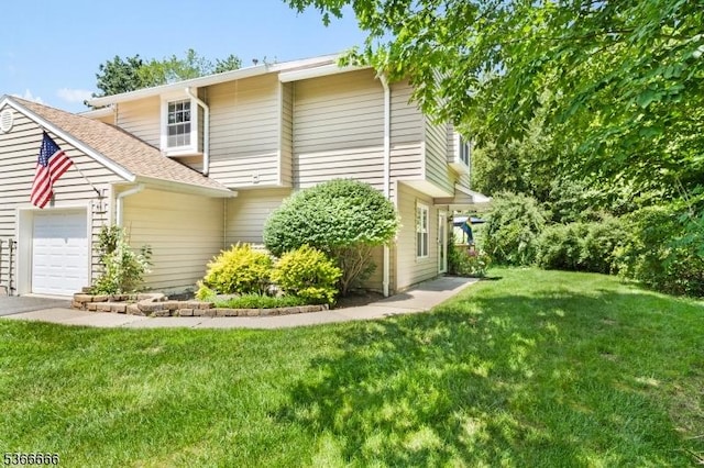 44 Peregrine Pt, Hampton Twp, NJ 07860 - view of front of home featuring an attached garage, a front yard, and a shingled roof