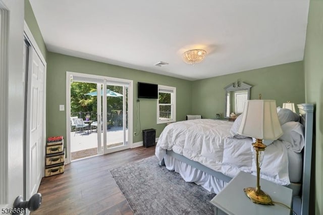 306 W Valley Brook Rd, Washington Twp, NJ 07830 - bedroom with access to outside and dark wood-type flooring