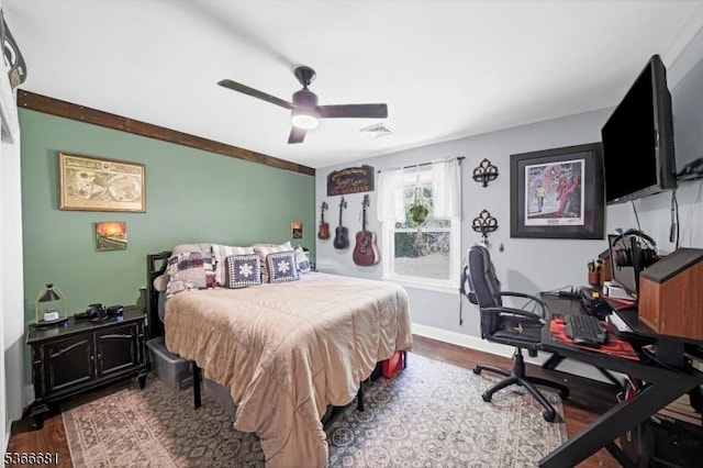 306 W Valley Brook Rd, Washington Twp, NJ 07830 - bedroom with wood finished floors, a desk, and ceiling fan