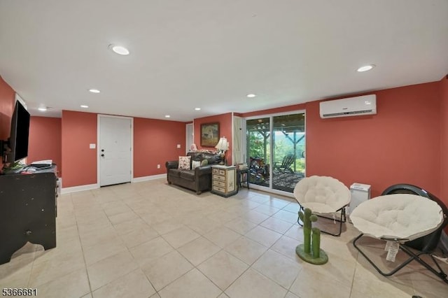 306 W Valley Brook Rd, Washington Twp, NJ 07830 - living room featuring a wall mounted AC, recessed lighting, and light tile patterned flooring