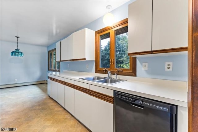 31 Casper Berger Rd, Readington Twp, NJ 08889 - kitchen with dishwasher, baseboard heating, white cabinets, and light countertops