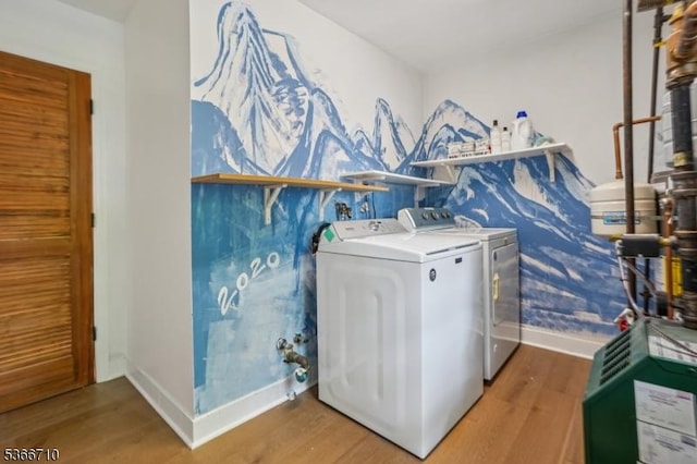 15 Woglum Pl, Berkeley Heights Twp, NJ 07922 - laundry area with separate washer and dryer and wood finished floors