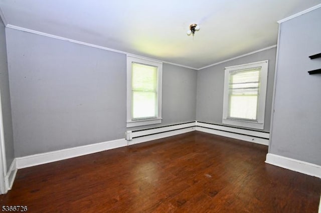 55 Taylor Rd, Jefferson Twp, NJ 07885 - unfurnished room featuring ornamental molding, wood finished floors, and baseboard heating