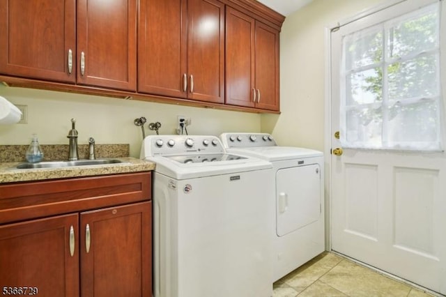 4 Dickens Ct, Morris Twp, NJ 07960 - laundry room with cabinet space, washing machine and dryer, and light tile patterned floors