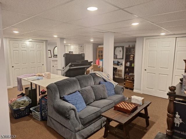 21 Fagan Pl, Woodbridge Twp, NJ 07067 - carpeted living area with a drop ceiling