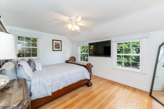608 Duquesne Ter, Union Twp, NJ 07083 - bedroom featuring light wood finished floors, lofted ceiling, and a ceiling fan