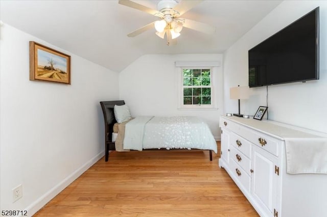 608 Duquesne Ter, Union Twp, NJ 07083 - bedroom with vaulted ceiling, light wood-style flooring, and a ceiling fan