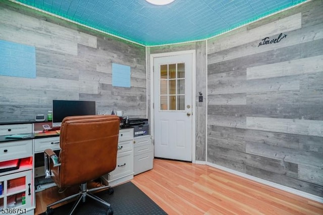 139 Churchill Ave, Franklin Twp, NJ 08873 - office area featuring wooden walls and light wood-type flooring
