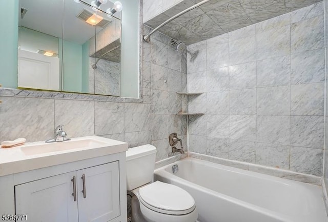 54 Polk Unit P3, Newark City, NJ 07105 - full bathroom featuring tile walls, shower / tub combination, and vanity