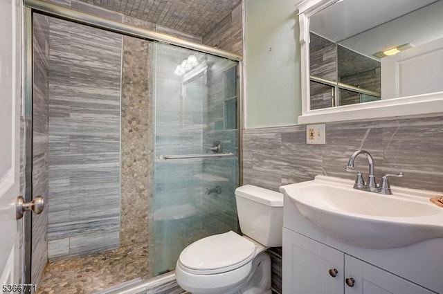 54 Polk Unit P3, Newark City, NJ 07105 - full bathroom featuring a shower stall, vanity, and tile walls