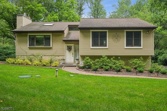 159 Kings Hwy, Washington Twp, NJ 07853 - view of front of property featuring a chimney, a front yard, and a shingled roof