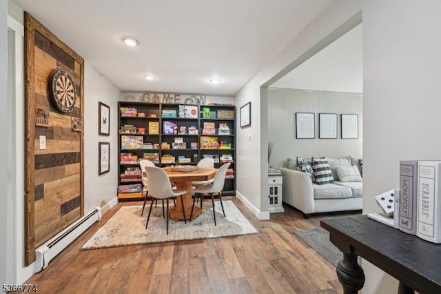 159 Kings Hwy, Washington Twp, NJ 07853 - office featuring a baseboard heating unit, wood finished floors, and recessed lighting