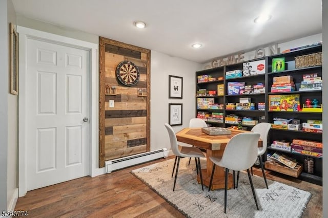 159 Kings Hwy, Washington Twp, NJ 07853 - office featuring a baseboard heating unit, wood finished floors, and recessed lighting
