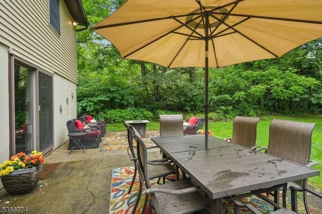 159 Kings Hwy, Washington Twp, NJ 07853 - view of patio / terrace with outdoor dining area and view of wooded area