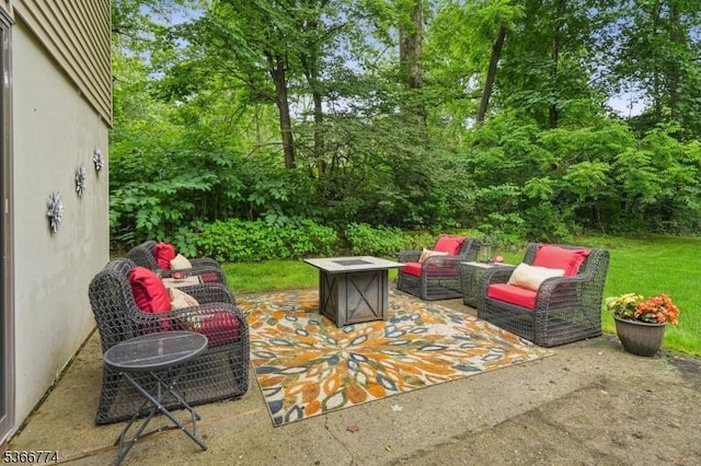 159 Kings Hwy, Washington Twp, NJ 07853 - view of patio / terrace featuring an outdoor fire pit and view of scattered trees